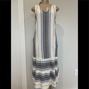 J. Jill Cotton Tunic Dress NWT Size XSP XSmall Petite Cream & Blue Embroidery